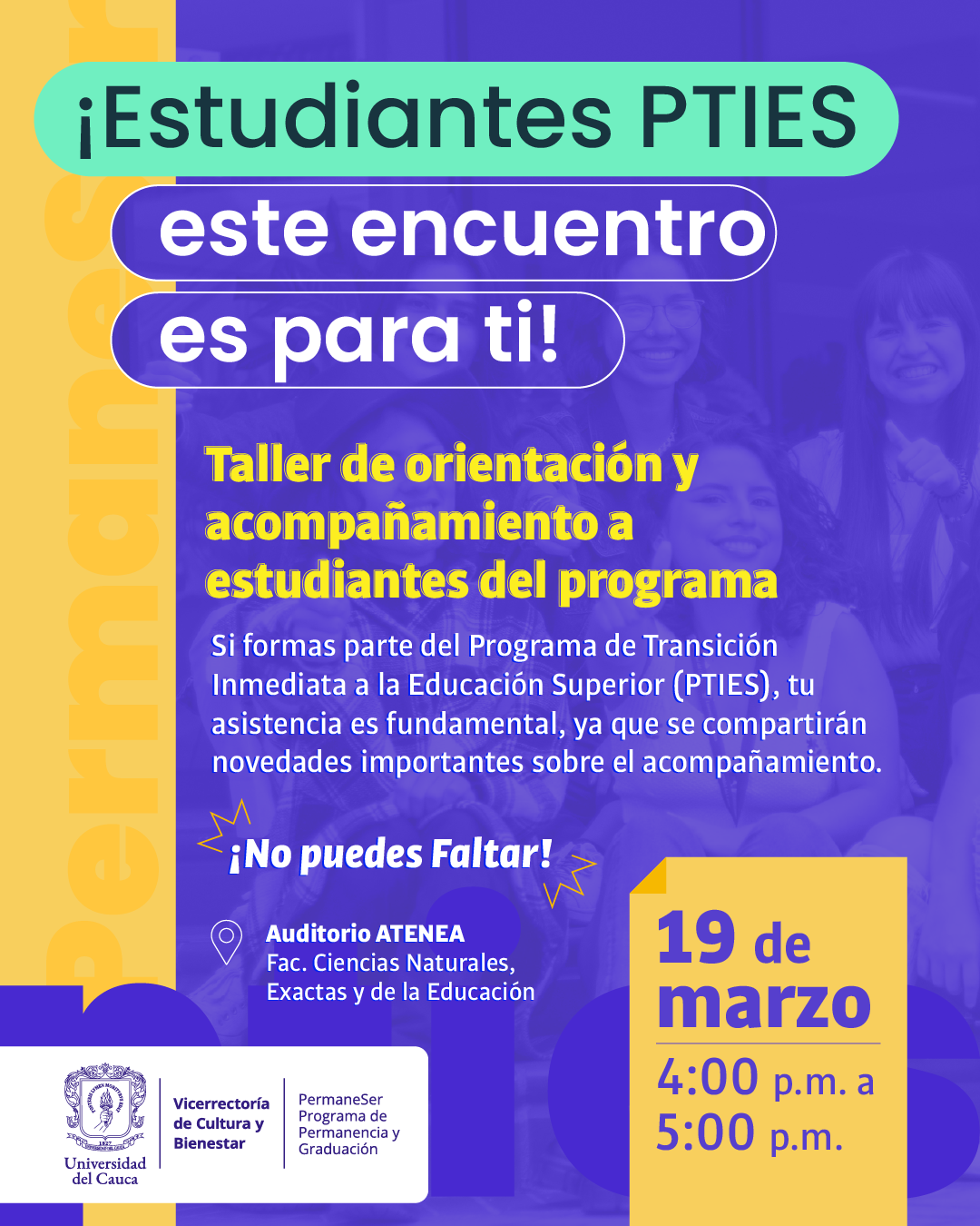 Taller de orientación y acompañamiento a estudiantes del programa PTIES