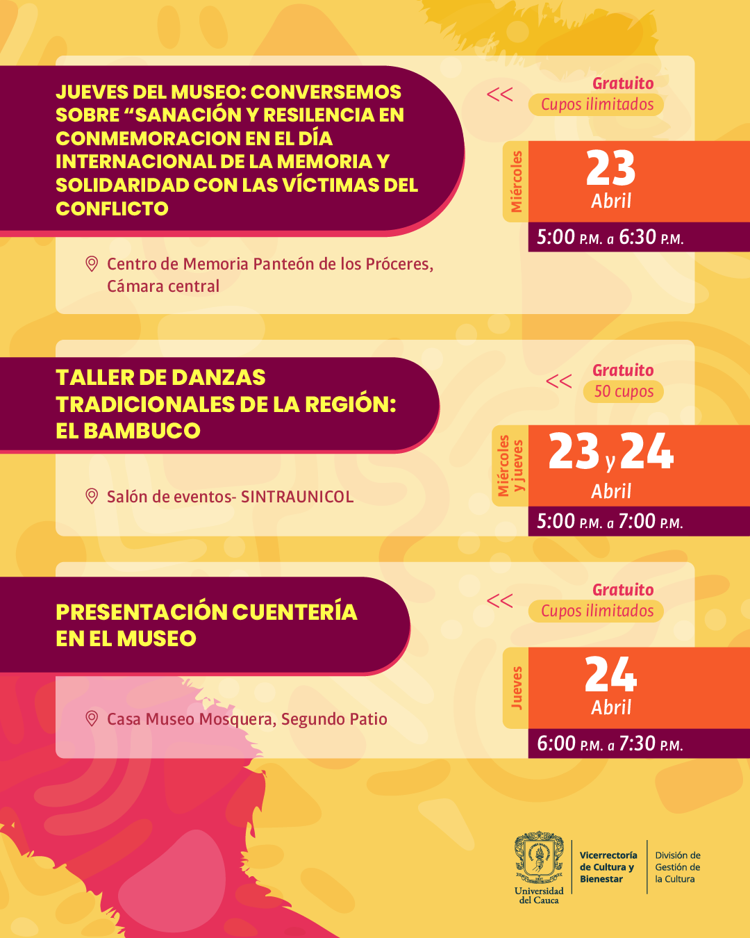 Agenda Universitaria Abril Popayán 