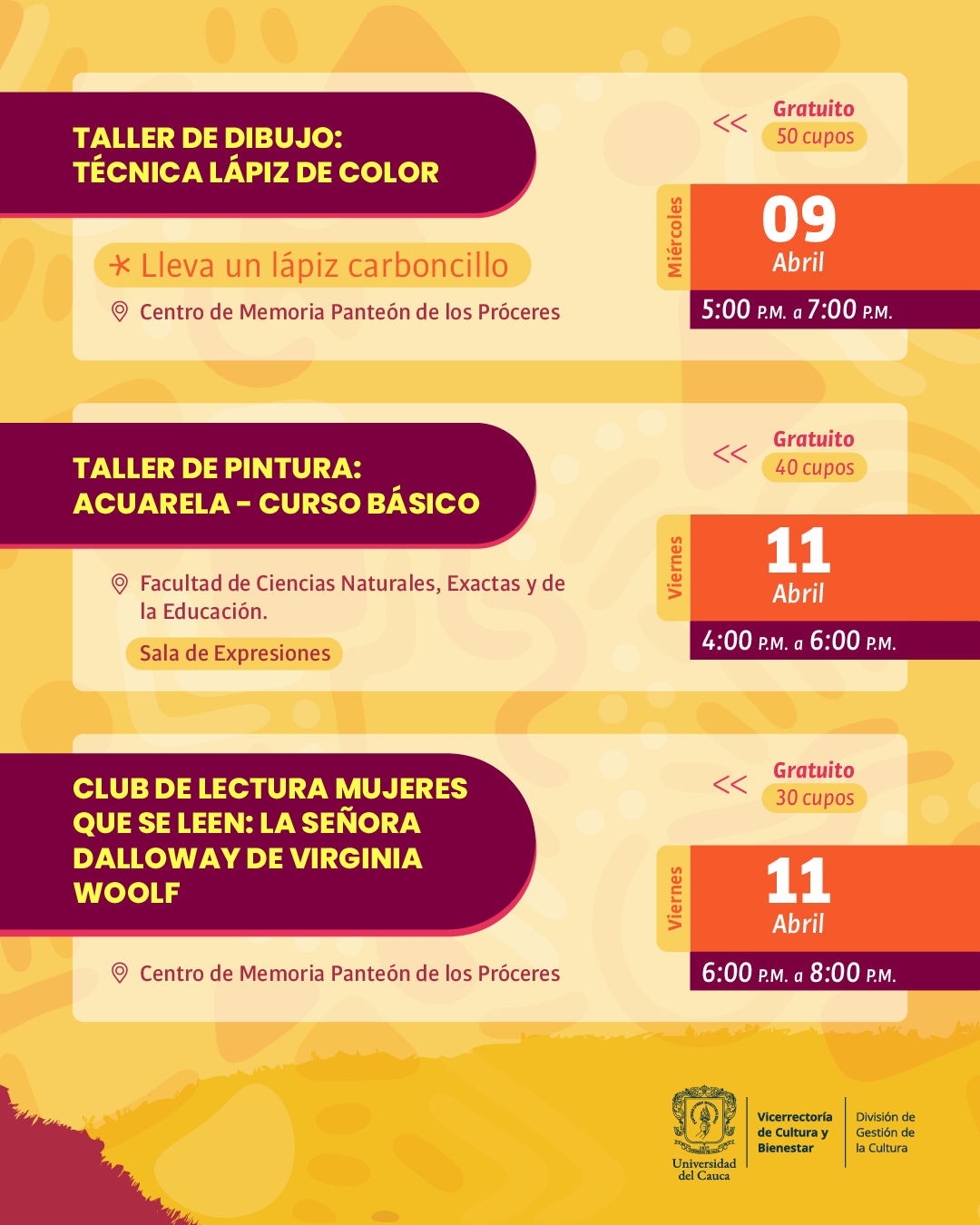 Agenda Universitaria Abril Popayán 