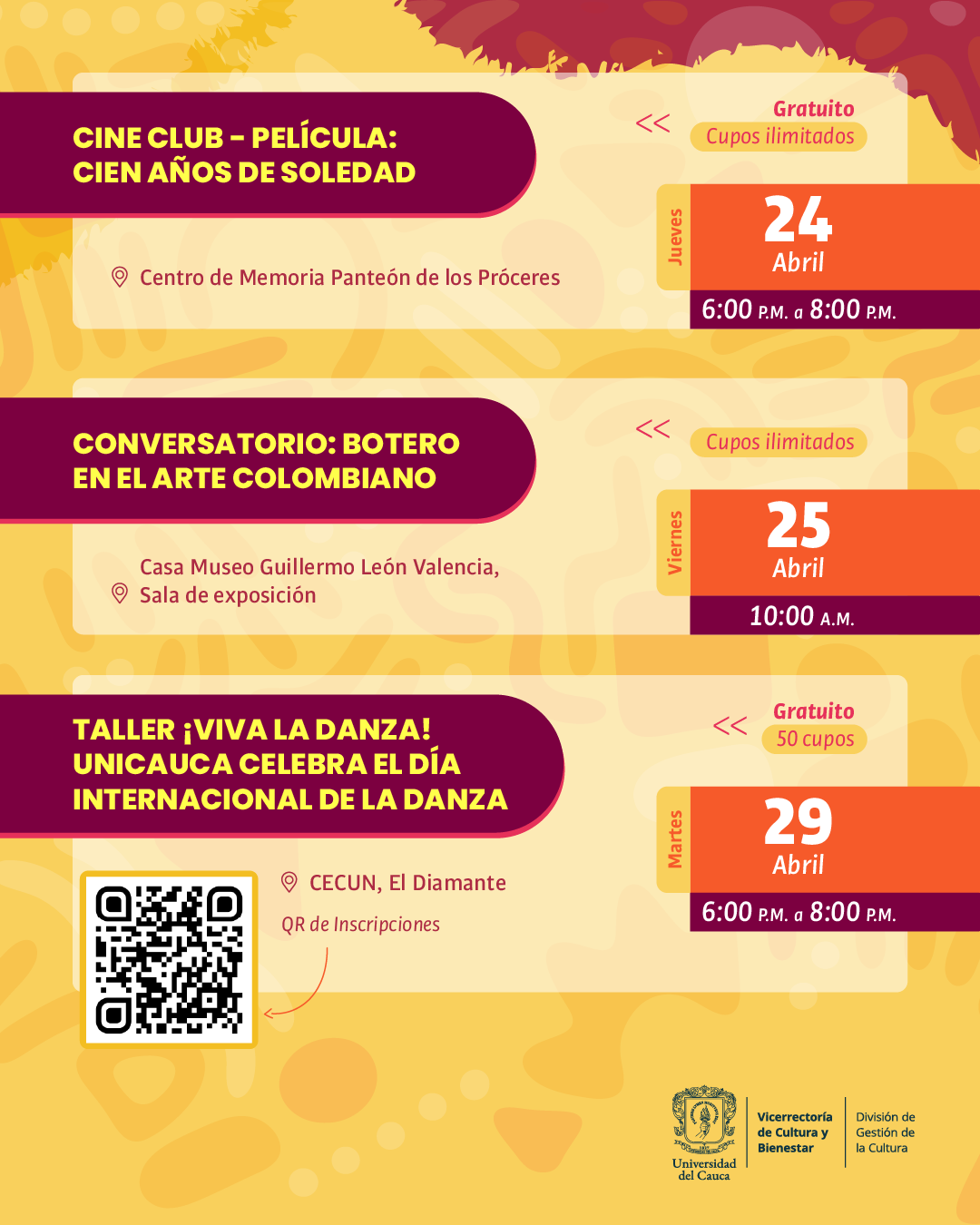 Agenda Universitaria Abril Popayán 