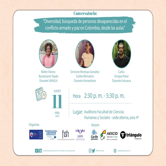 Conversatorio: Diversidad, búsqueda de personas desaparecidas en el conflicto armado y paz en Colombia