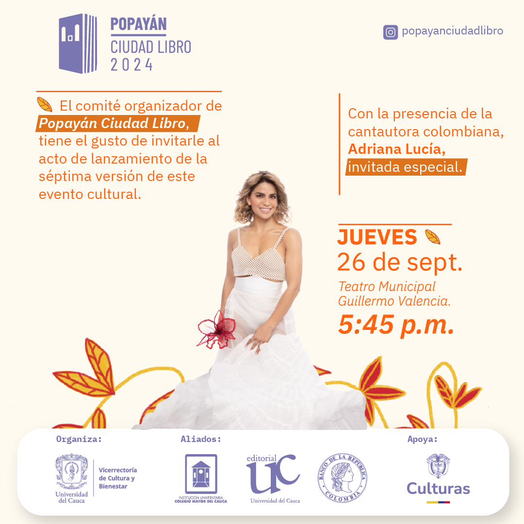 Imagen de lanzamiento oficial del evento cultural Popayán Ciudad Libro, Teatro Municipal Guillermo Valencia