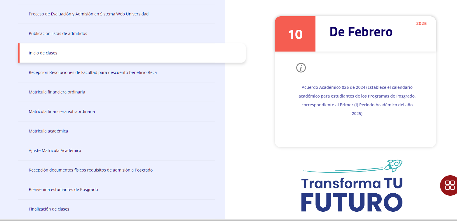 Calendario académico unicauca